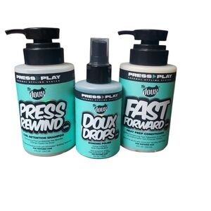 (3) The Doux Shampoo 8 oz, Conditioner 8 oz, and Doux Drops 4 oz